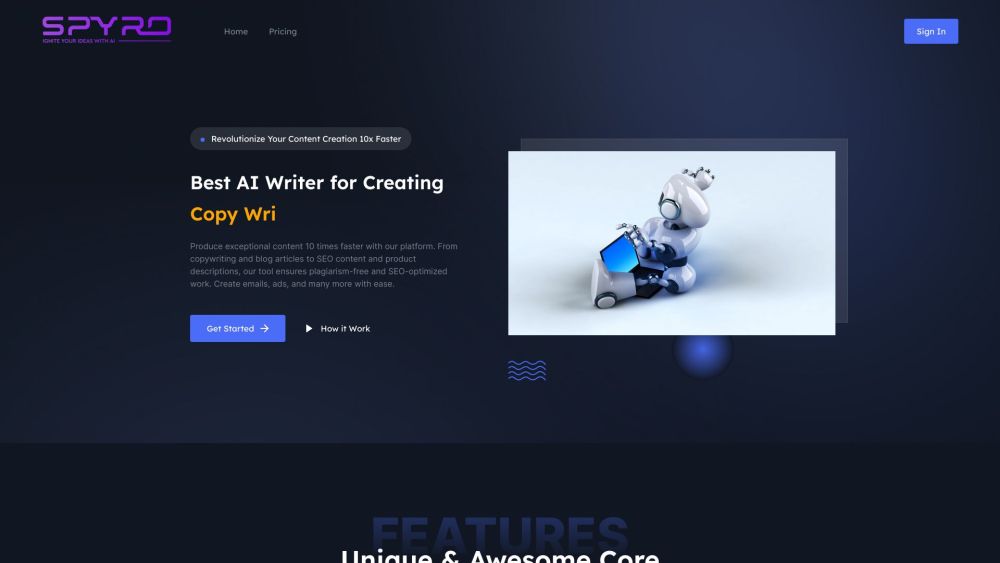 Spyro: AI Writer, Fast, SEO-Optimized, Plagiarism-Free Content