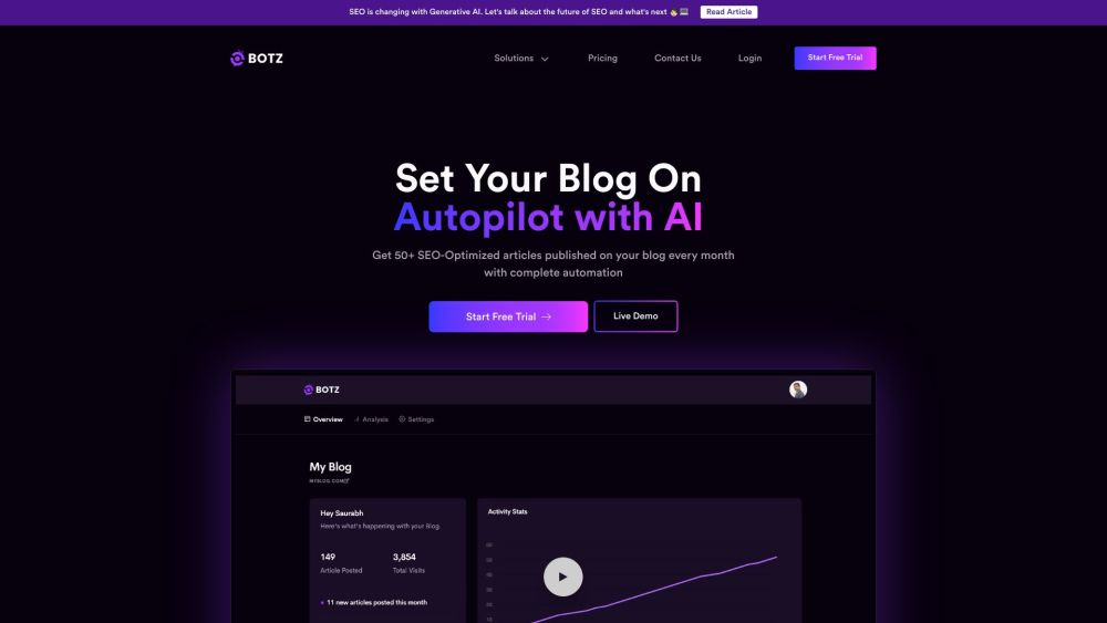 GetBotz: AI-Powered Blog Management, GPT-4, 50+ SEO Articles/Month