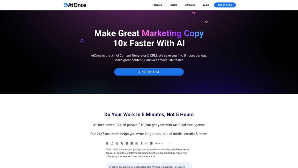 AtOnce : AI SEO Writer, Bulk Article Generator, Fast Content Creation