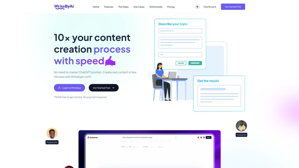 Writebyai : AI Content, Code, Marketing Boost Productivity Transform Create - Featured on Best AI Tool