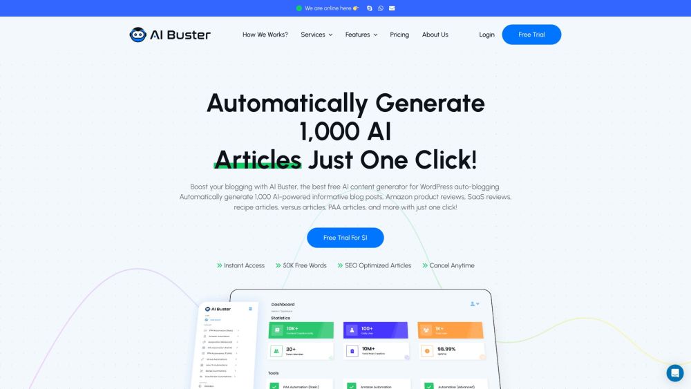 AI Buster: Free AI Content Generator, Auto-Blogging, SEO-Optimized Posts