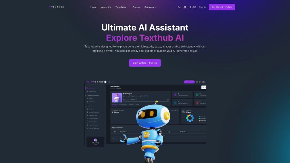 Texthub AI : AI-Generated Code, Text, Images for Easy Content Creation - Featured on Best AI Tool