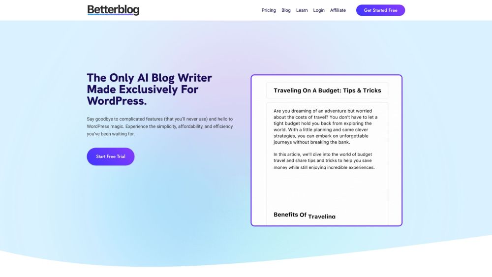 BetterBlog.ai : SEO-Optimized Articles, WordPress Integration, Elevate Blogs - Featured on Best AI Tool