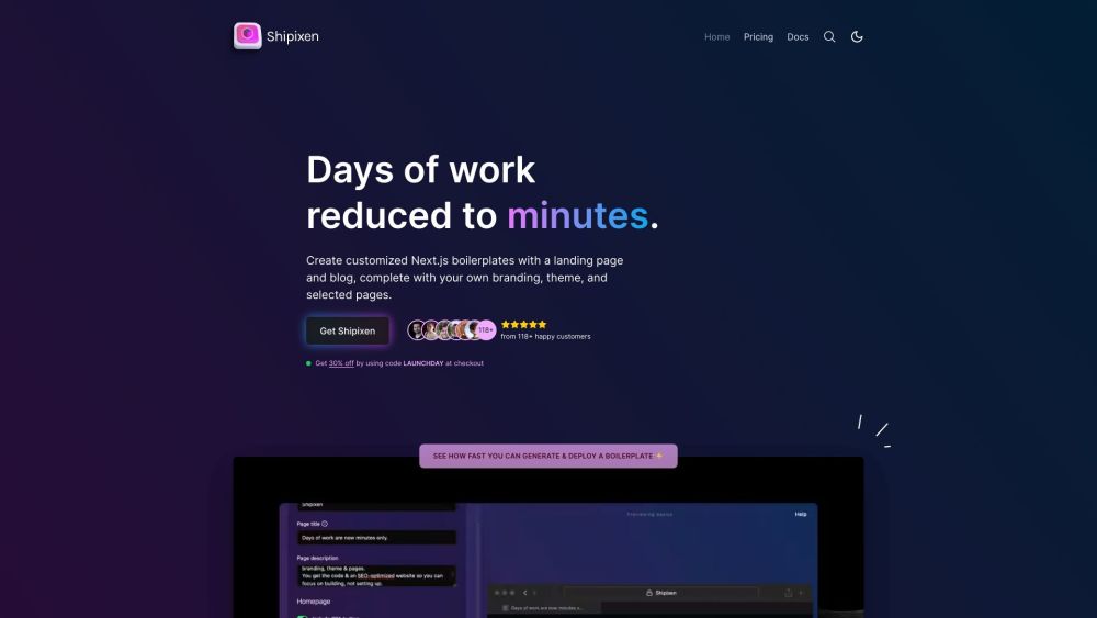 Shipixen: Custom Boilerplate Gen & Vercel Deployment App - Featured on Best AI Tool