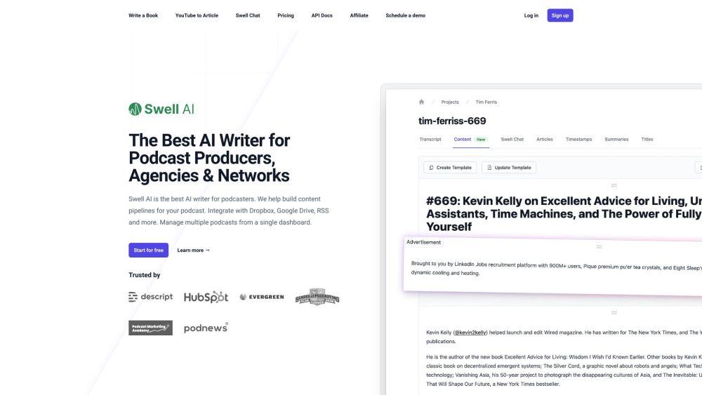 Swell AI: Automate Articles, Summaries, Posts & Show Notes - Featured on Best AI Tool