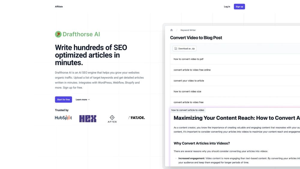 Drafthorse AI: AI SEO, Traffic Growth, Fast Content Creation