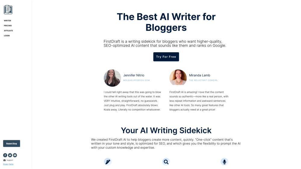 FirstDraft AI: Premier AI Writing Tool, Best for Bloggers - Featured on Best AI Tool