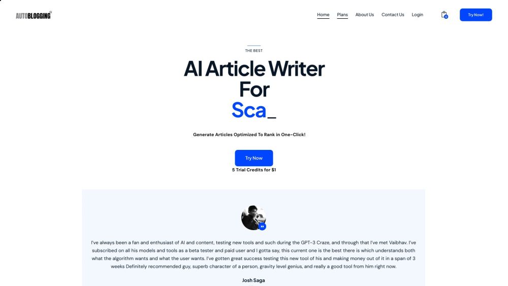 Autoblogging.ai: AI-Generated, Optimized, One-Click Articles