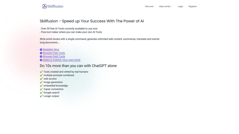 SkillFusion Search: AI Platform with 30+ Free Tools for Success