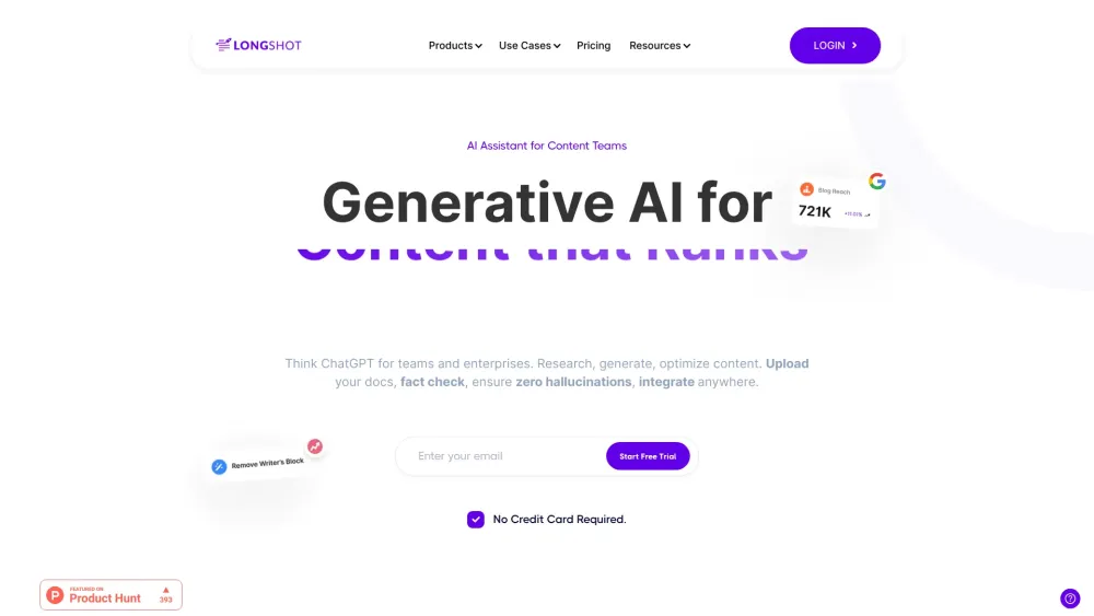 LongShot AI: All-In-One AI for Content Creation & Optimization - Featured on Best AI Tool