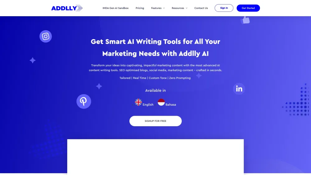 Addlly AI: Content Creator, SEO Blogs, Social Media Tools - Featured on Best AI Tool