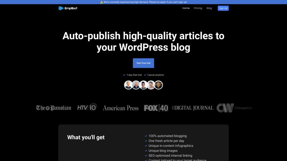 Emplibot: AI-Powered Blog Writing & SEO Boost for WordPress - Featured on Best AI Tool