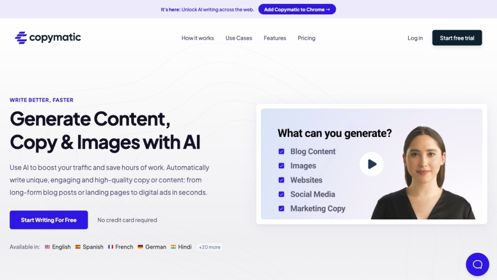 Copymatic: AI Copywriter for Ads, Blogs, Websites in Seconds