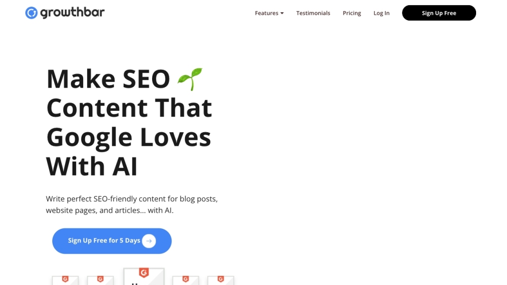 GrowthBar: AI Writing, SEO Audit, Content Boost, Blog Success - Featured on Best AI Tool