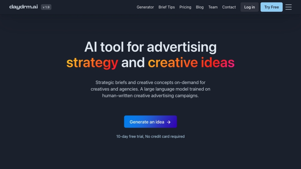 Daydrm.ai: AI Ideas, Strategic Briefs, GPT-3 Powered Creativity
