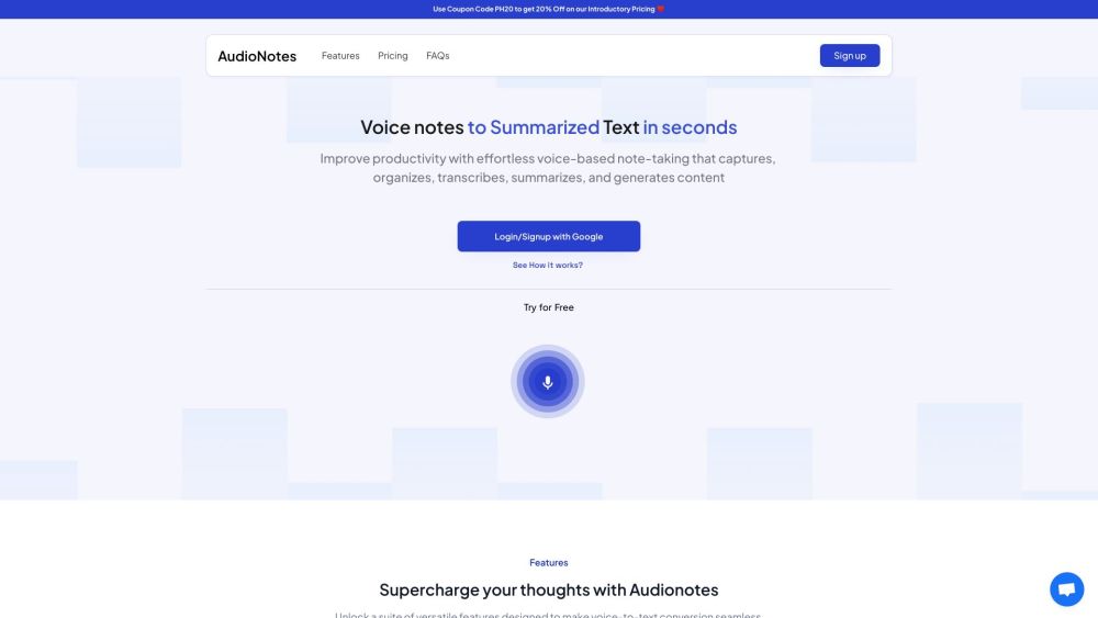 AudioNotes : AI Summarizes Voice/Text, Boosts Productivity with Smart Notes