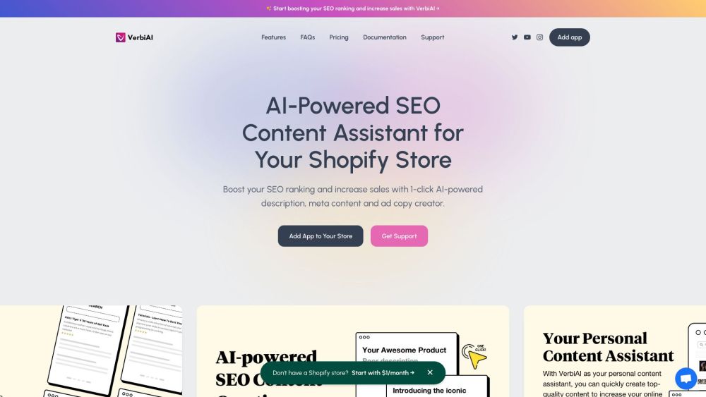 VerbiAI : AI Shopify SEO Boost for Products & Content