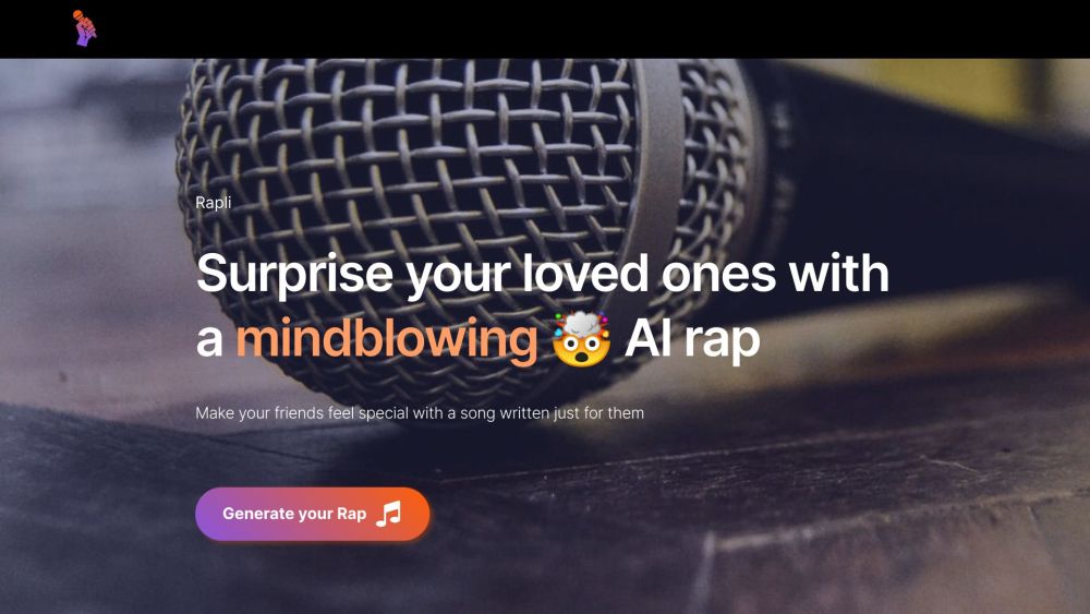 Rapli: AI Rap Generator - Create, Personalize & Share in 2 Mins!