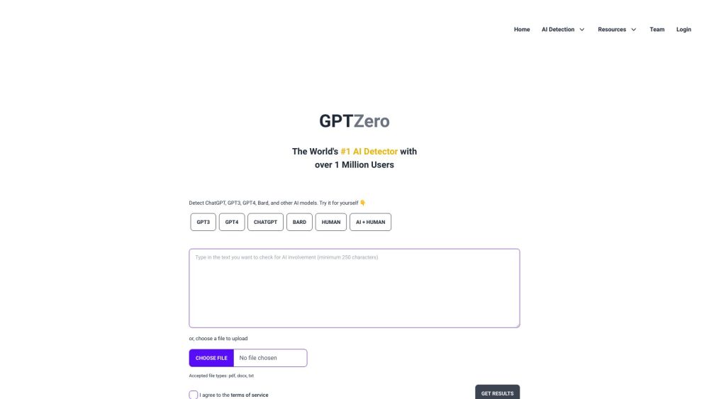 GPTZero : Detect AI Content from ChatGPT, GPT4, Bard, LLaMa