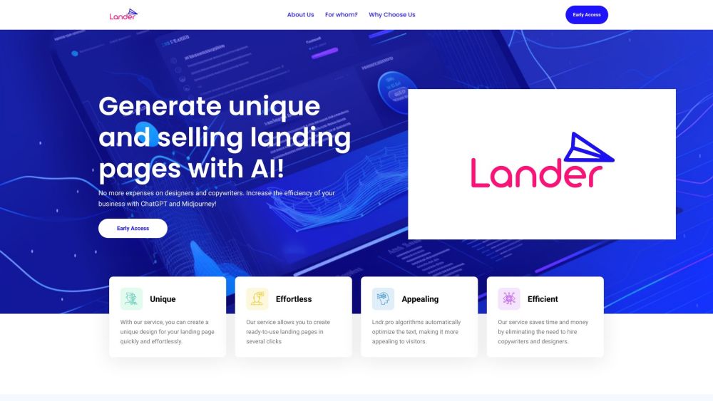 Lander AI Generator: Stunning, Fast, No-Code Landing Pages