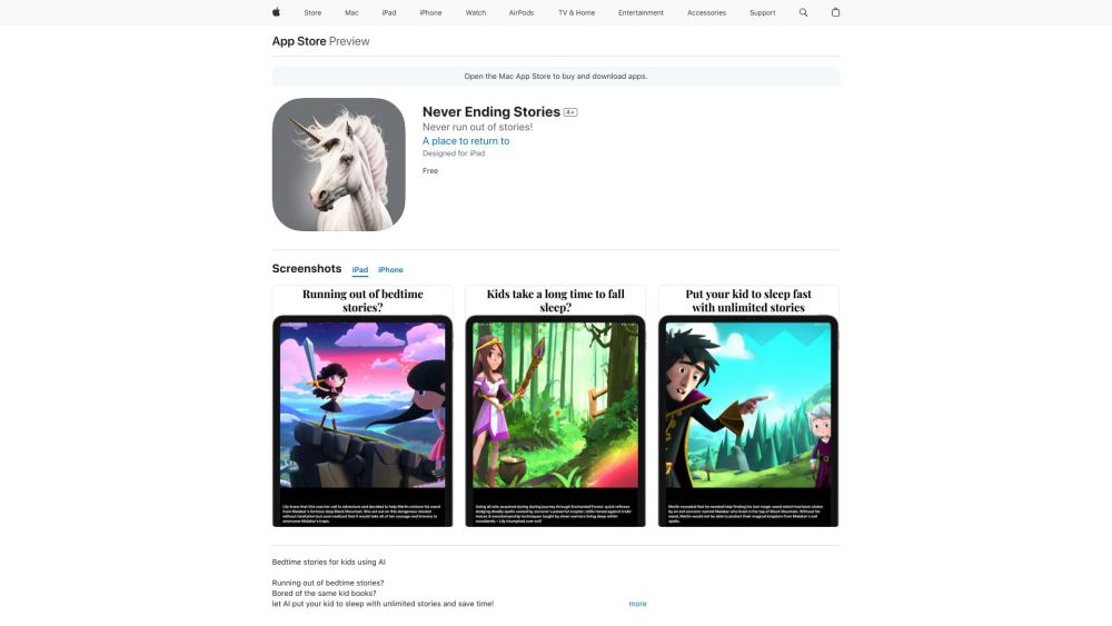 AI Storybooks : Endless Tales, AI-Generated, No Clutter, Spark Imagination