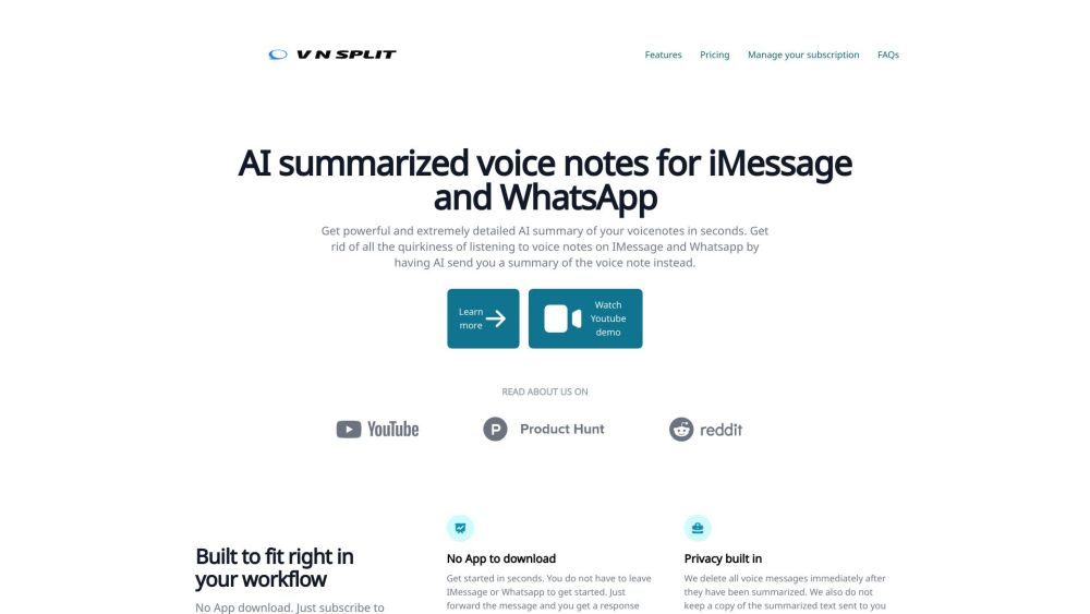 VNSplit: AI Summaries for Voice Notes in iMessage & WhatsApp
