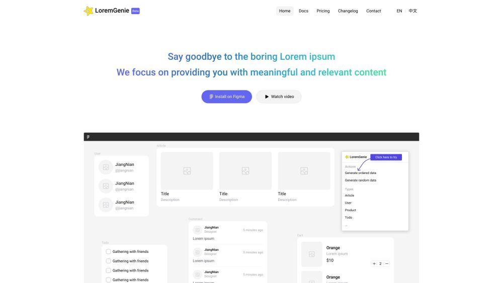 LoremGenie for Figma: Realistic Data, User Profiles & Reviews Populator