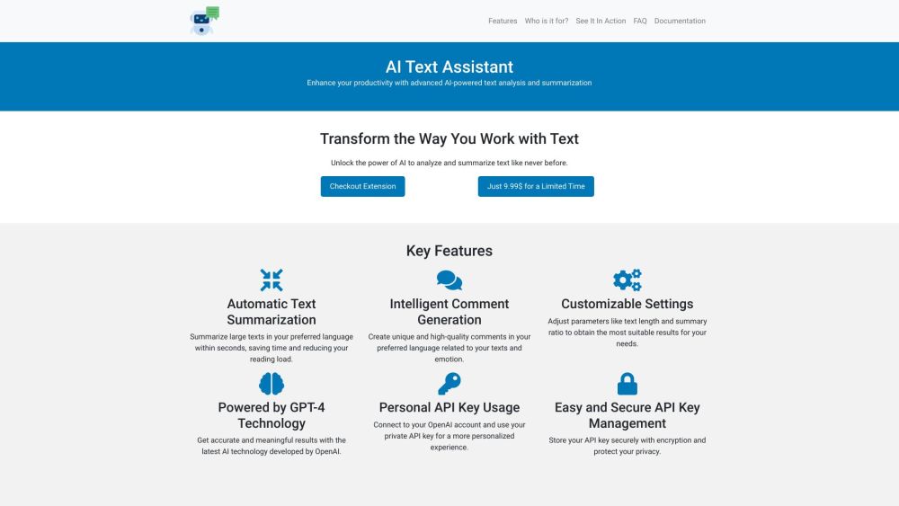 AI Text Assistant: GPT-4, Summarize, Generate Comments, Customize