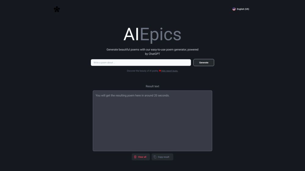 AIEpics: Free AI Poem Generator, Custom Dataset, ChatGPT Powered