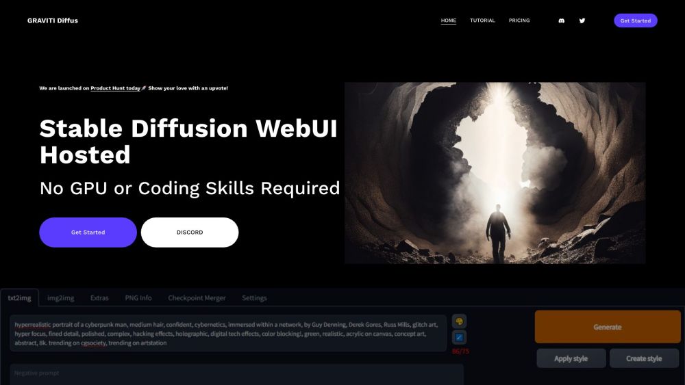 GRAVITI Diffus: AI Art Display & Stable Diffusion Hosting