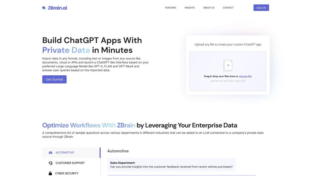 ZBrain: Build Chatbots & Analyze Data with AI Integration