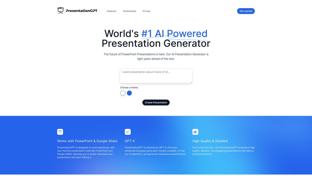 PresentationGPT: AI-Powered, Fast, Engaging Slides in Seconds