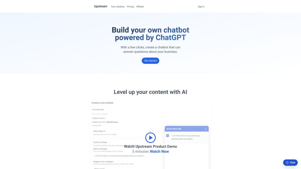 Upstream: AI Platform : Interactive Chatbots & Dynamic Content Sharing
