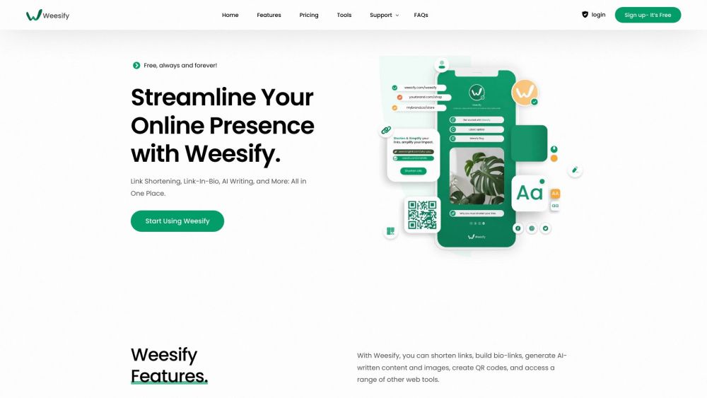 Weesify: Link Shortening, Bio-link, AI Writing, Image Gen, QR Codes