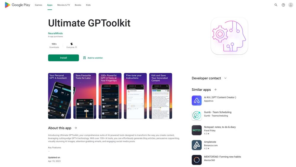 Ultimate GPToolkit: GPT-4 AI App with 100+ Tools for Content Creation