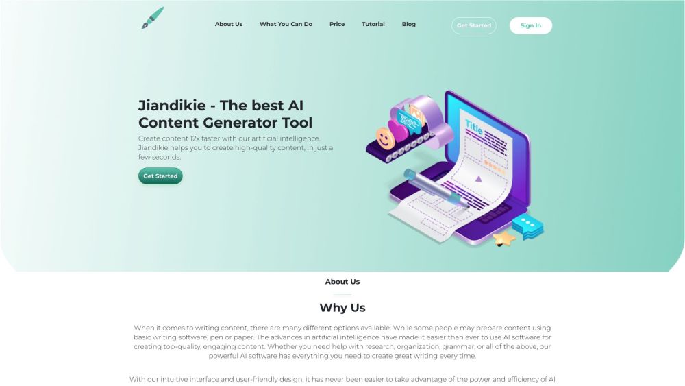 Jiandikie: AI Content Generator – Fast Essays, Articles, Emails, Product Descriptions, Boost Productivity
