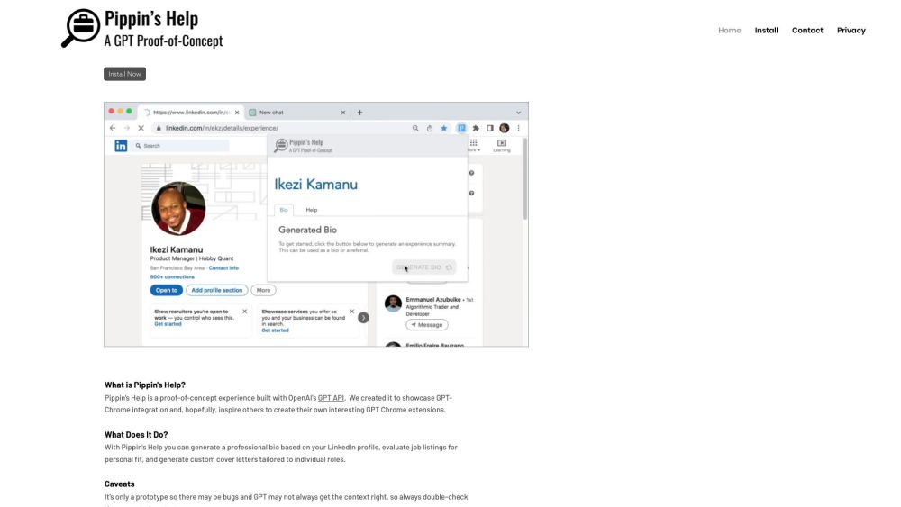 Pippin: AI Bio Creator, Job Fit Assessment & Cover Letter Generator