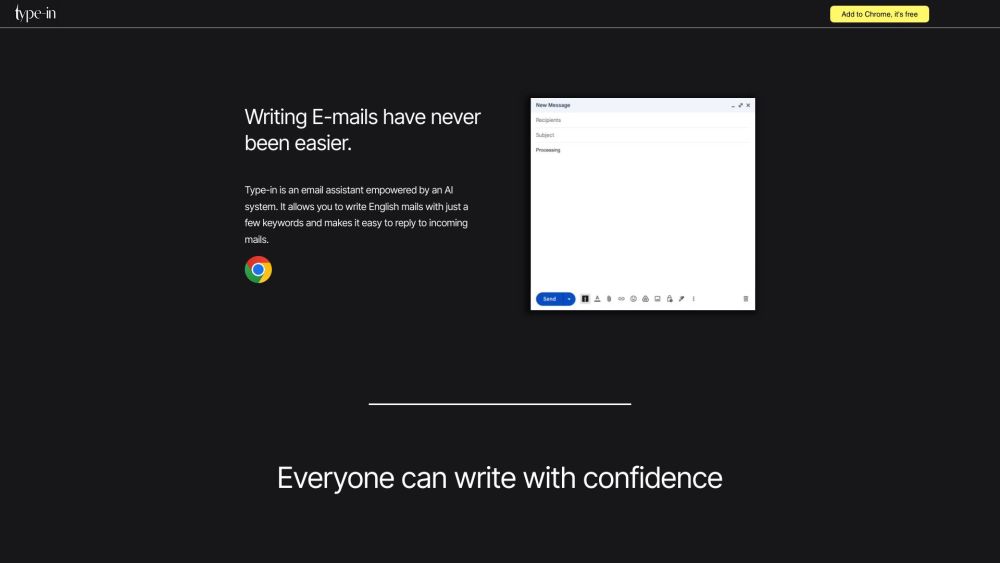 Type-in: AI Email Generator : Instant Polished Emails from Keywords