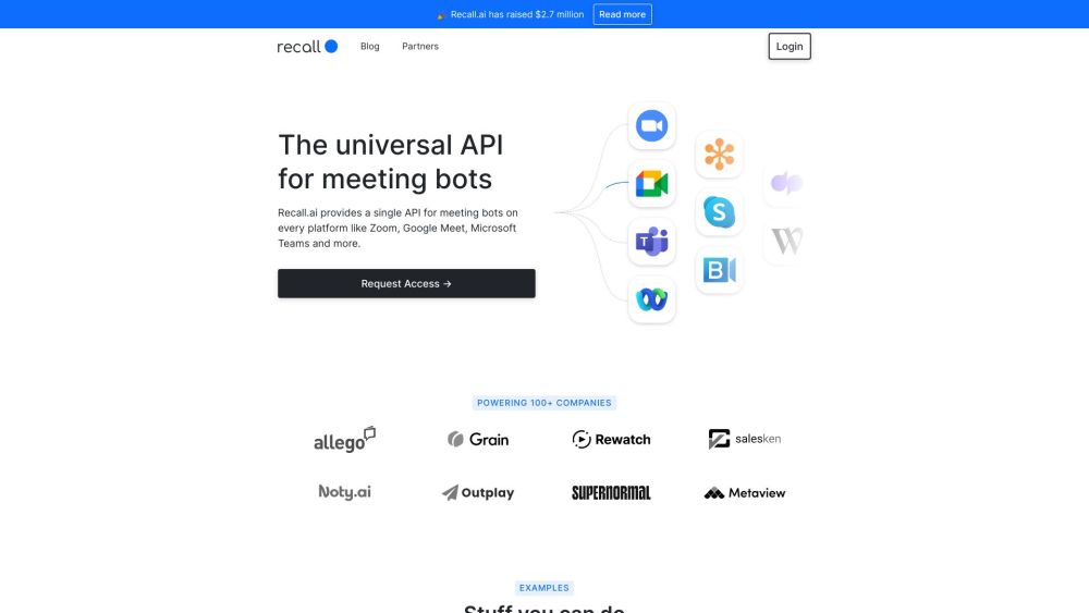 Recall.ai : Real-Time Meeting Data API, Universal, Swift Bot Creation