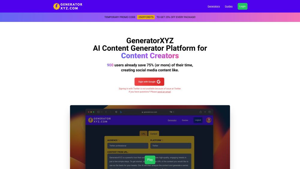 GeneratorXYZ : AI-Powered Content Marketing, Fast Social Media Posts