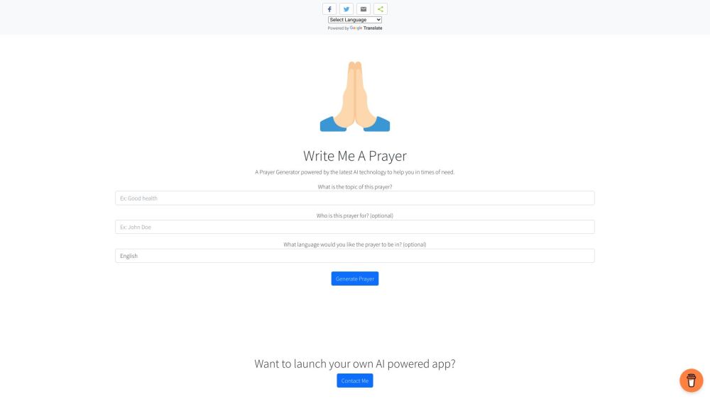 Write Me A Prayer: AI Crafted, Personalized Prayers In Any Language