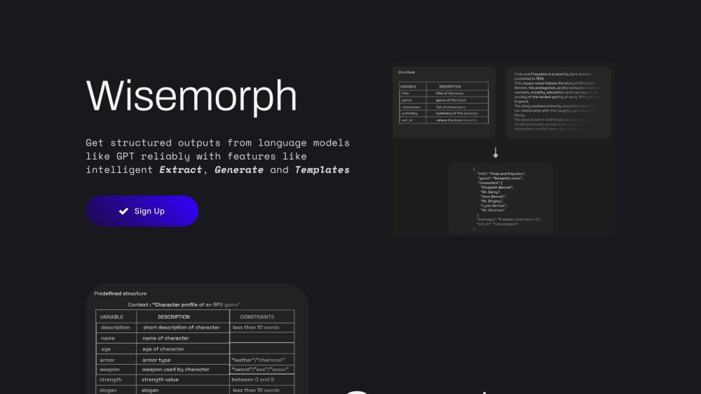 Wisemorph: AI Extraction, Generation & Templates for GPT Models