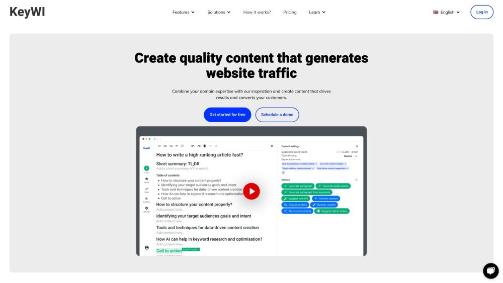 KeyWI: AI Content, SEO Optimization, Traffic Growth Tool