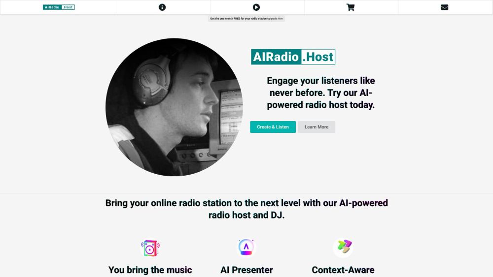 AIRadio.Host : 24/7 AI DJ Radio with Captivating Voice & Non-Stop Music