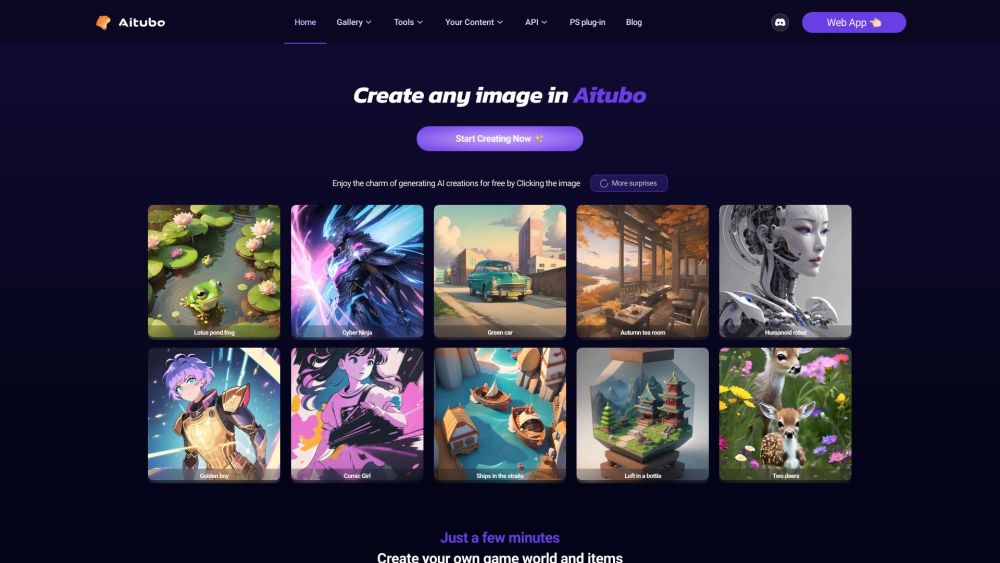 Aitubo: Free AI Art Generator for Images, Games, Anime, Creativity