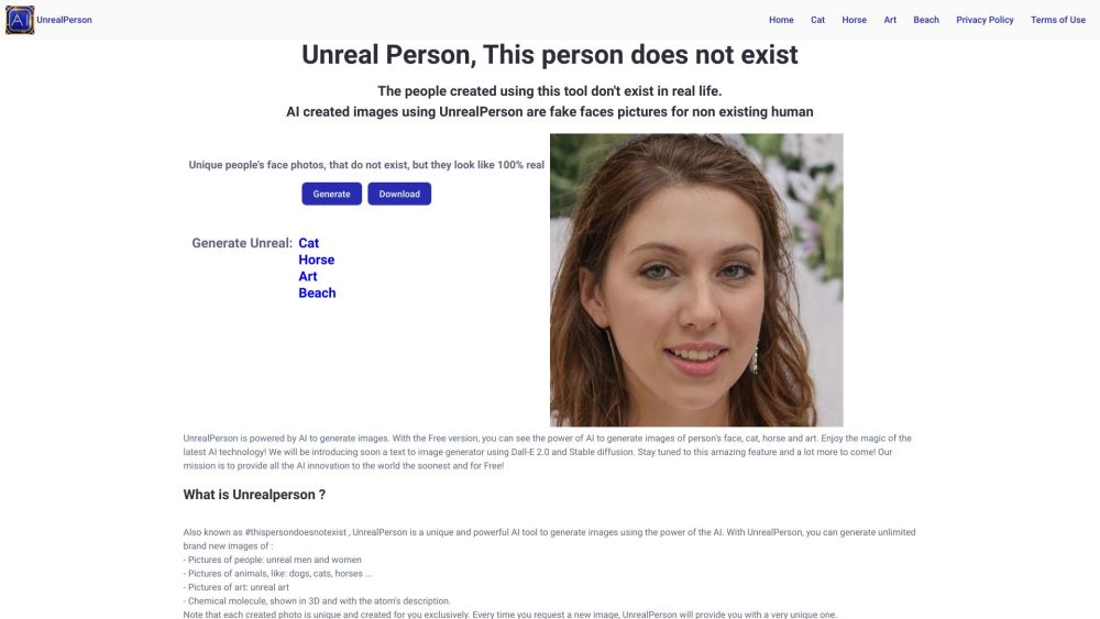 UnrealPerson: AI Tool for Unique Images & Art Creation