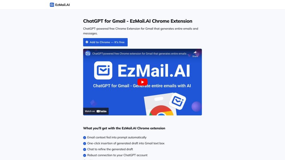 EzMail.AI: Free AI-Powered Gmail Extension for Smart Emails