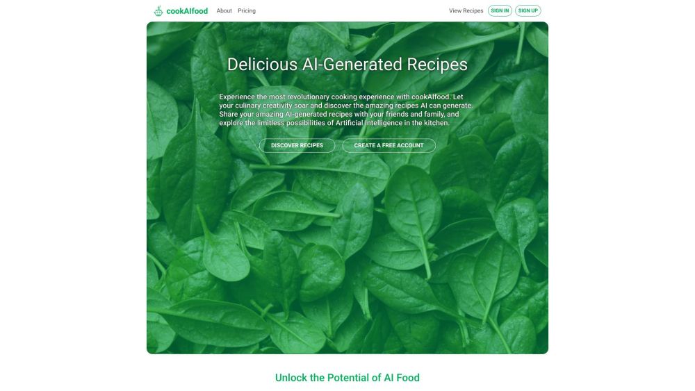 CookAIfood: AI-Generated Recipes, Discover, Create, Share, Connect