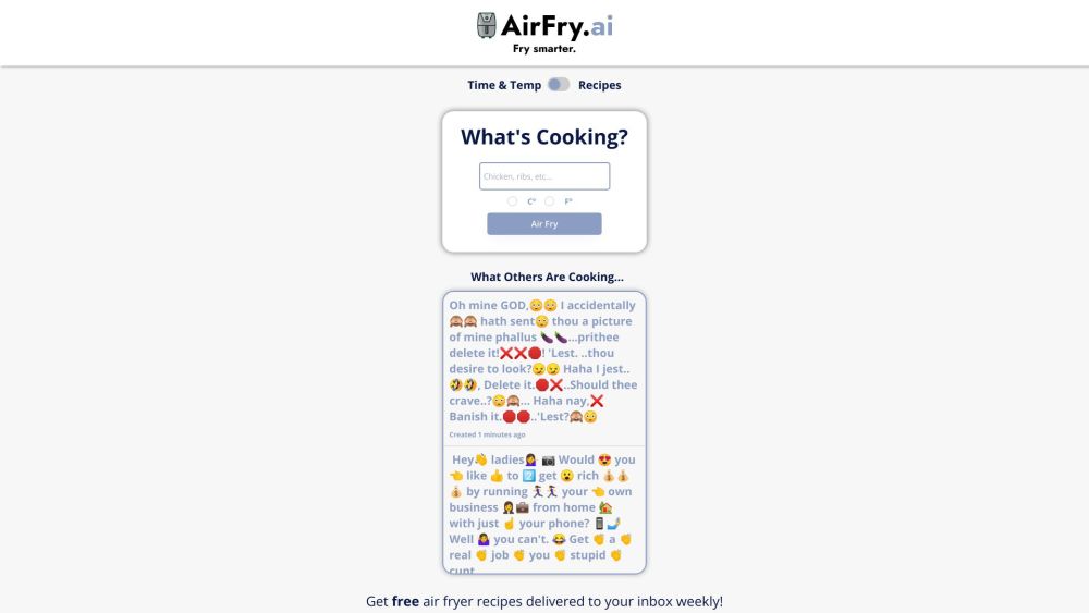 Air Fry AI: AI-Optimized Recipes & Crispy, Healthy Cooking