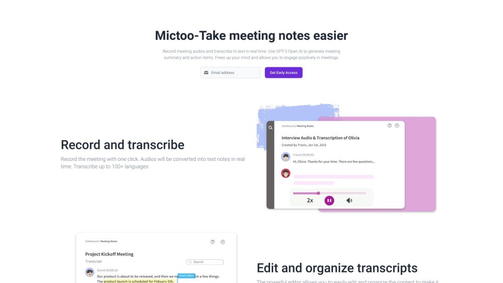 Mictoo: Free Transcribe Tool, Organize Assets, Effortless Workflow